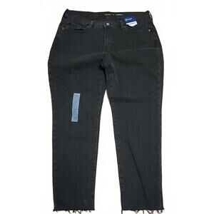 Old Navy NEW Black High Rise O.G. Straight Raw Hem Ankle Size 16